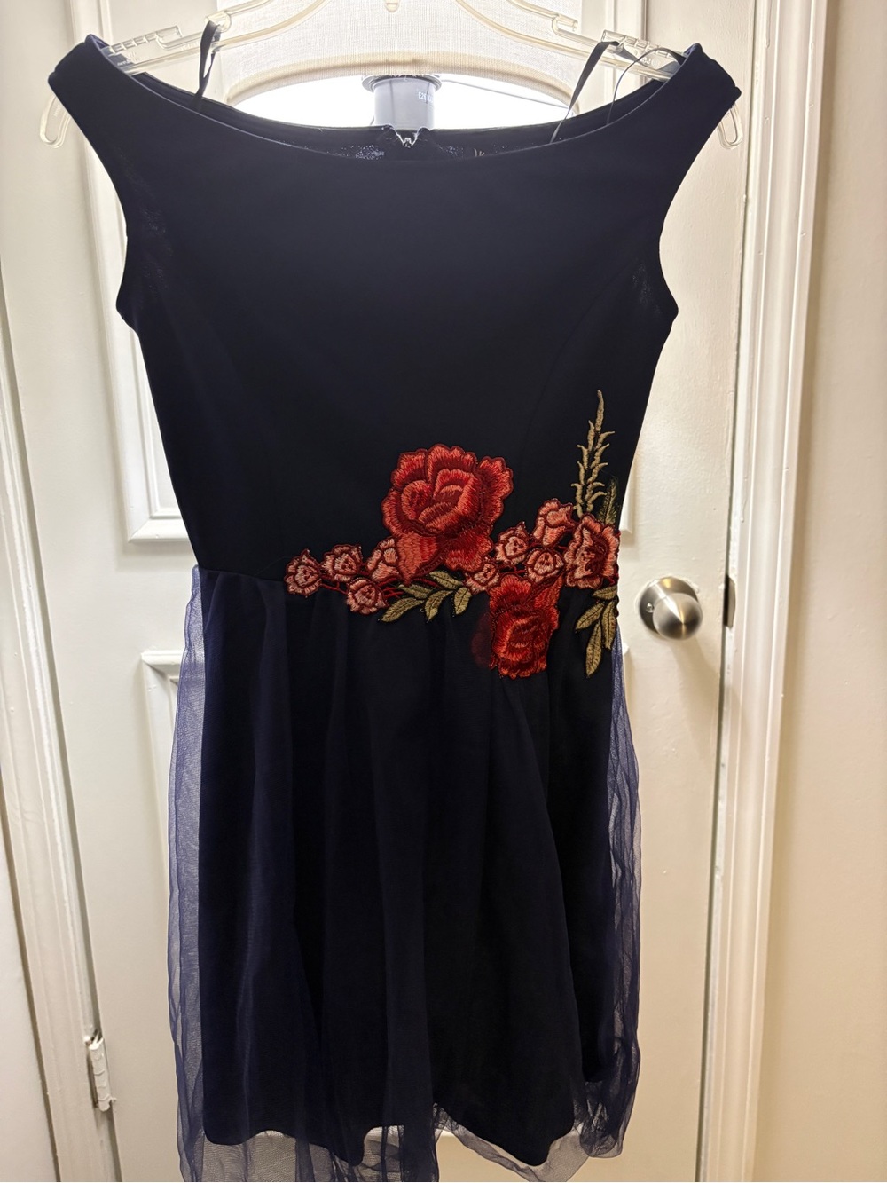 Windsor Navy Evening Dress with Subtle Embroidery